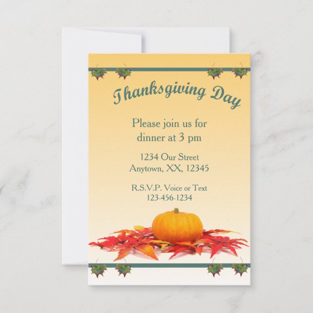 Thanksgiving Middag Inbjudningar (Framsida)