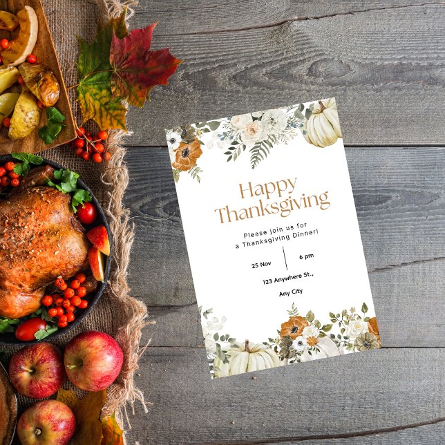 Thanksgiving Middag Låt oss Ge tack i Inbjudningar (Skapare uppladdad)