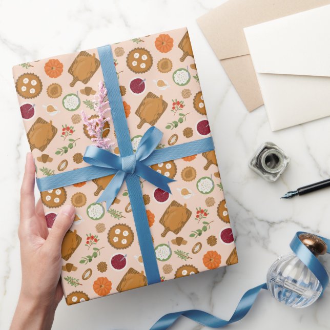 Thanksgiving Middag Mönster Rosa Presentpapper (Gifting)