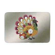 Thanksgiving Middag Party Färgfull Blommigt Turkie