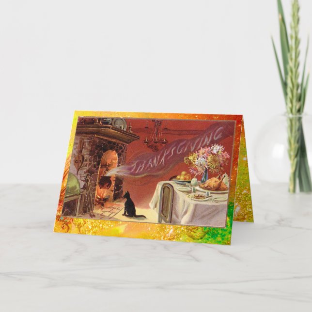 Thanksgiving Middag Party Helgkort (Framsida)