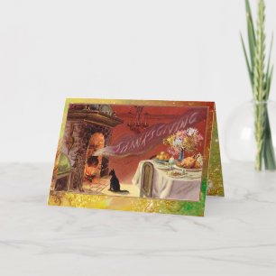 Thanksgiving Middag Party Helgkort