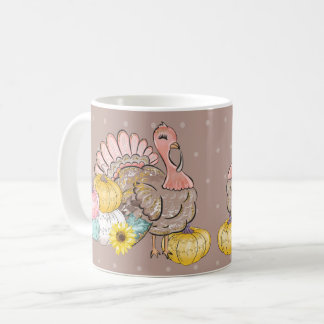 Thanksgiving Middag Party Turkiet Pumpkins Rosa Ta Kaffemugg