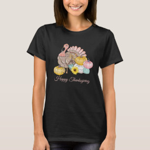 Thanksgiving Middag Party Turkiet Pumpkins Rosa Ta T Shirt