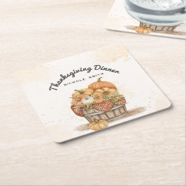 Thanksgiving Middag Party Underlägg Papper Kvadrat