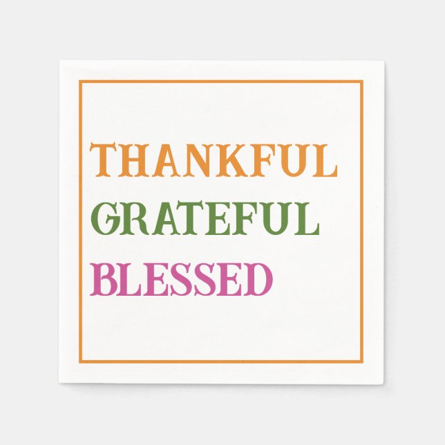 Thanksgiving Middag - tack och tacksamhet, välsign Pappersservett (Framsidan)