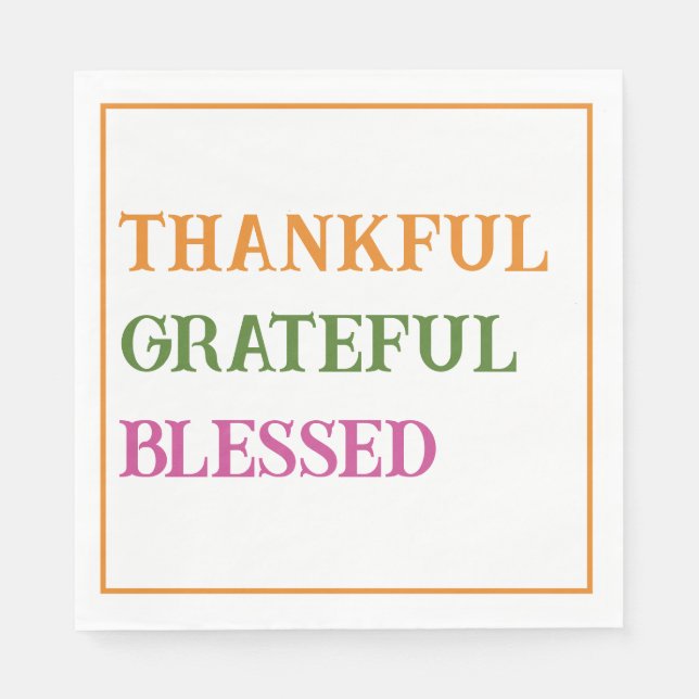 Thanksgiving Middag - tack och tacksamhet, välsign Pappersservett (Framsidan)