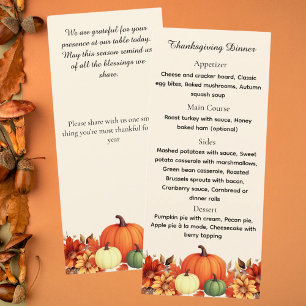 Thanksgiving middag tacksamt meddelande meny