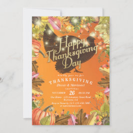 Thanksgiving Middag Turkiet Pumpkins & Höst löv Inbjudningar