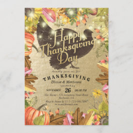 Thanksgiving Middag Turkiet Pumpkins & Höst löv Inbjudningar