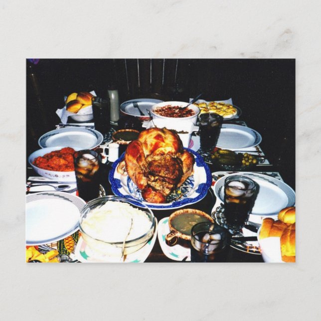 Thanksgiving - middag,vykort helg vykort (Framsida)