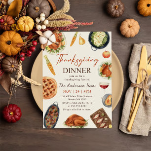 Thanksgiving Middagsfest med Turkiets Pumpkin Inbjudningar