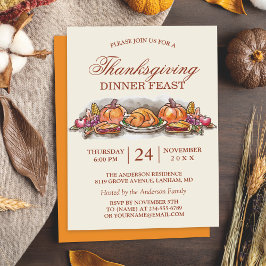 Thanksgiving Middagsfest med Turkiets Pumpkin Inbjudningar