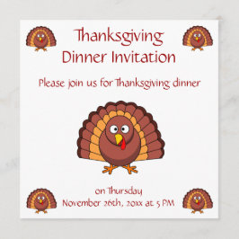 Thanksgiving middagsinbjudningar med lustigt Turki Inbjudningar