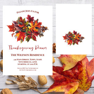 Thanksgiving Middagsinbjudningar Rustic Höst löv Inbjudningar