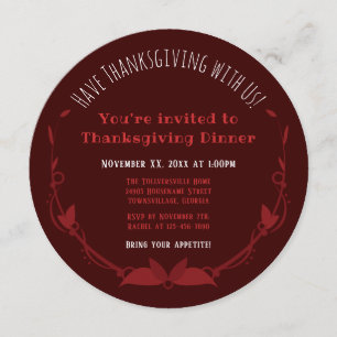 Thanksgiving Middagsleende Red Velvet Cake Inbjudningar