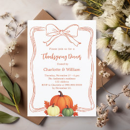 Thanksgiving middagspumpor för handdragen orange inbjudningar