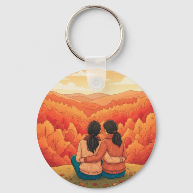 Thanksgiving Minimalist Fall View Best Friends Art Nyckelring (Framsida)