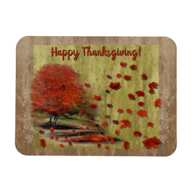 Thanksgiving Minskande Löv liggande Magnet (Horisontell)