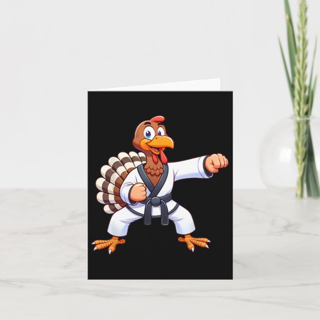 Thanksgiving Mma Kickboxing Judo Karate Turkey Kid Kort (Framsida)