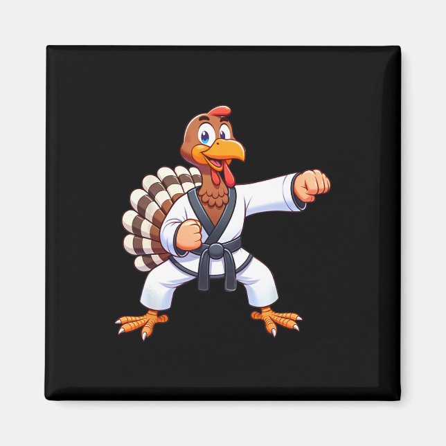 Thanksgiving Mma Kickboxing Judo Karate Turkey Kid Magnet (Framsidan)