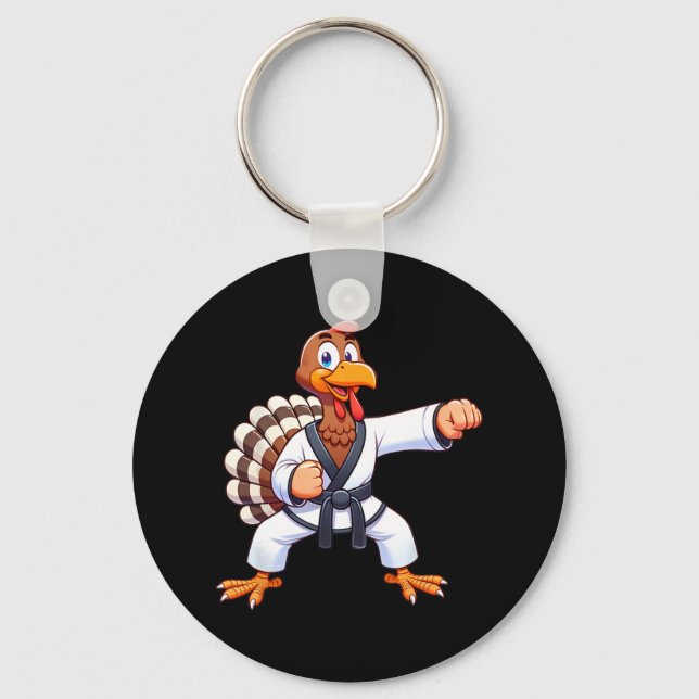 Thanksgiving Mma Kickboxing Judo Karate Turkey Kid Nyckelring (Framsida)