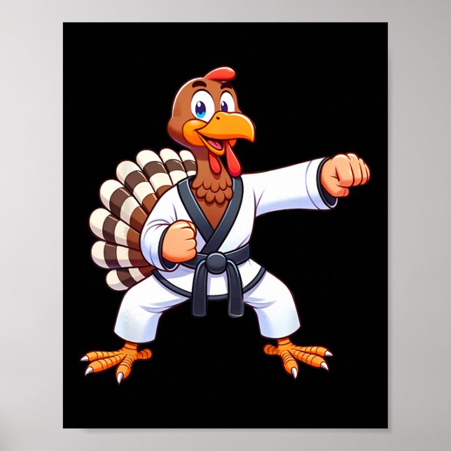 Thanksgiving Mma Kickboxing Judo Karate Turkey Kid Poster (Framsidan)
