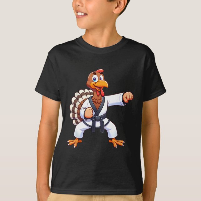 Thanksgiving Mma Kickboxing Judo Karate Turkey Kid T Shirt (Framsida)