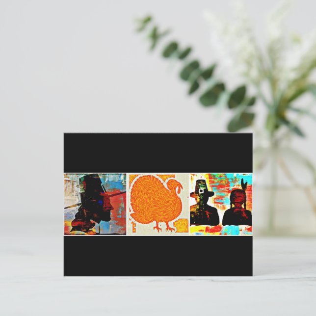 Thanksgiving Modern Art Collage Helg Vykort (Stående Fram)