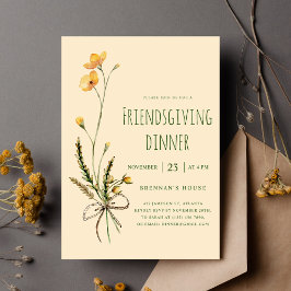 Thanksgiving Modern Blommigt Friendsgiving middag Inbjudningar