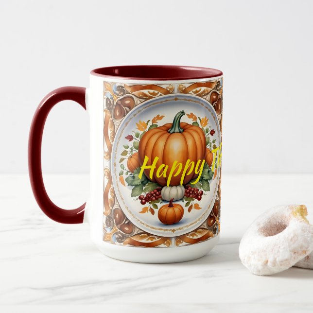 Thanksgiving Modern Pumpkin-höstsamling Mugg (Med munk)