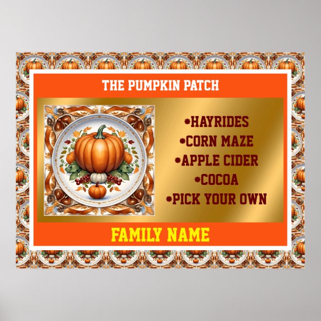 Thanksgiving Modern Pumpkin-höstsamling Poster (Framsidan)