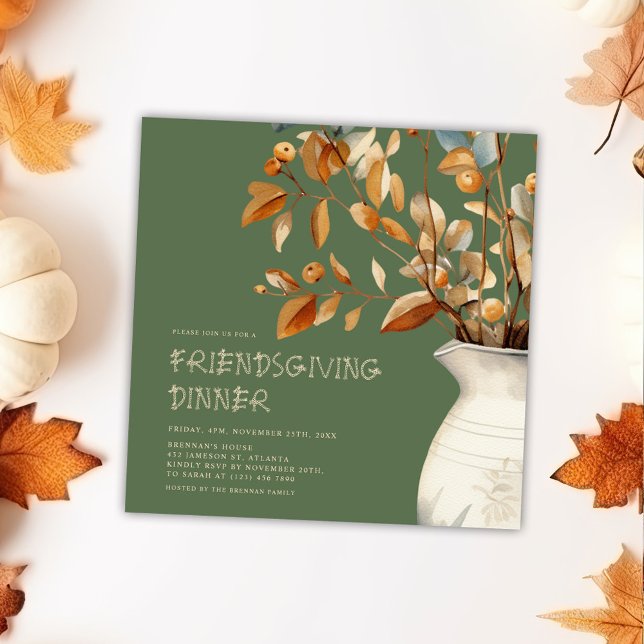 Thanksgiving Modern Rustic Friendsgiving Inbjudningar (Thanksgiving Modern Rustic Friendsgiving Invitation)