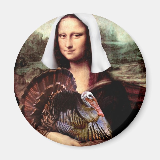 Thanksgiving Mona Lisa Pilgrim Magnet (Framsidan)