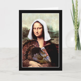Thanksgiving Mona Lisa Pilgrim med Turkiet Helgkort