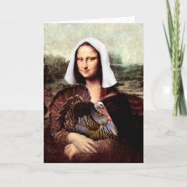 Thanksgiving Mona Lisa Pilgrim med Turkiet Helgkort