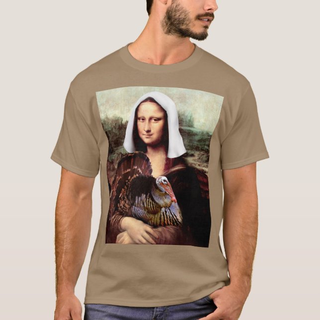 Thanksgiving Mona Lisa Pilgrim T-Shirt (Framsida)