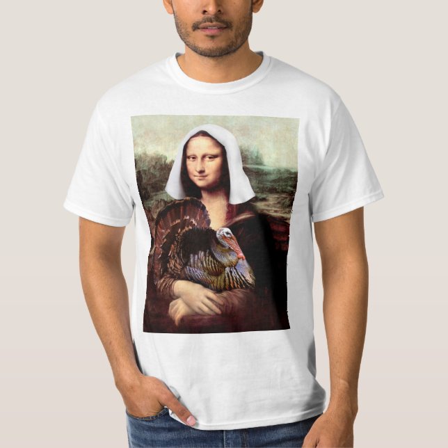 Thanksgiving Mona Lisa Pilgrim T Shirt (Framsida)