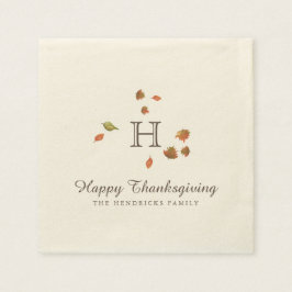 Thanksgiving Monogram för hösten Träd Pappersservett