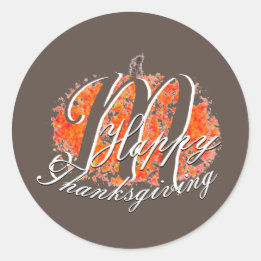 Thanksgiving Monogram Löv för höstpumpa Runt Klistermärke