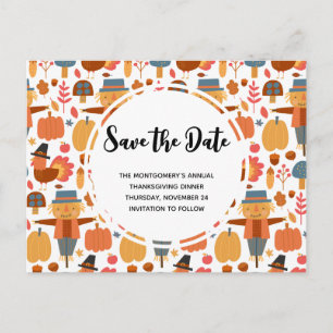 Thanksgiving Mönster Spara datum Inbjudan Vykort