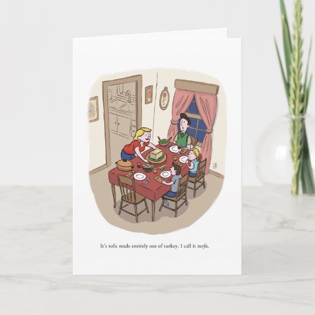 Thanksgiving mot Tofurkey Helgkort (Framsida)