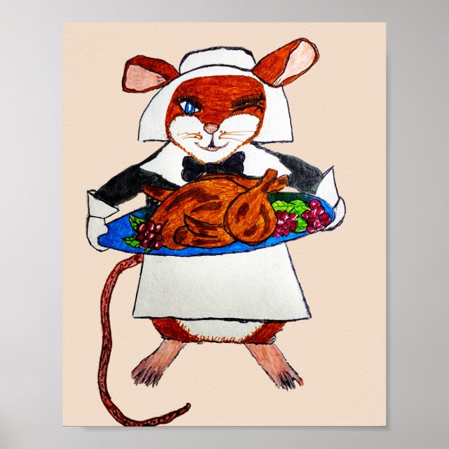 THANKSGIVING MOUSE PILGRIM POSTER (Framsidan)