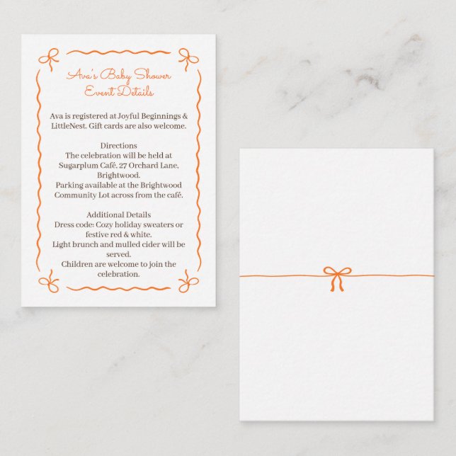 Thanksgiving Mysigt Baby Shower Girl | Clothesline Tilläggskort (Fram/baksida)