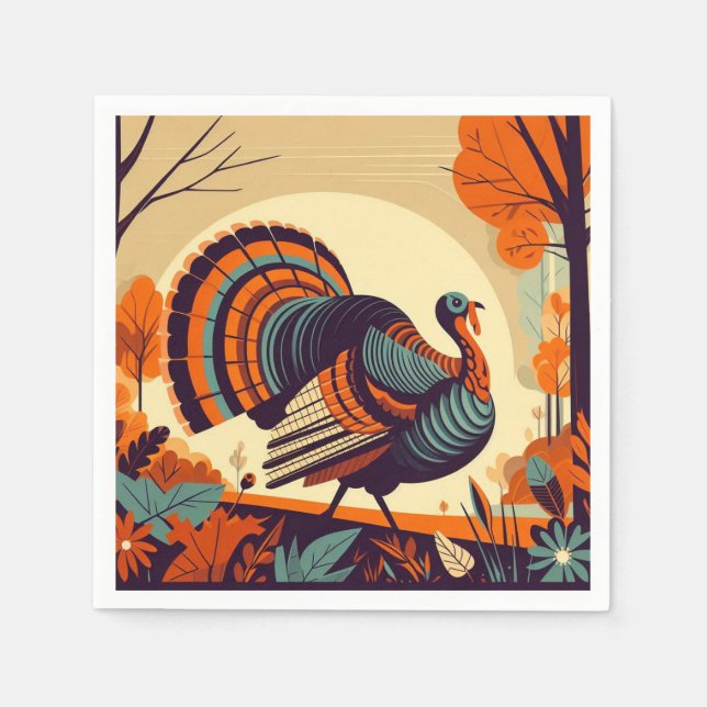 Thanksgiving Napkin med det moderna Turkiet under  Pappersservett (Framsidan)