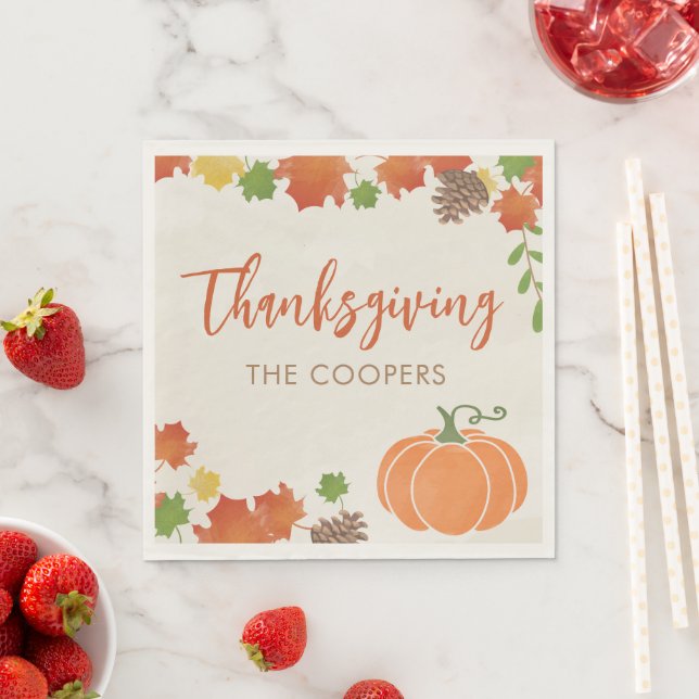 Thanksgiving Napkins | Höst löv och pumpor Pappersservett (Insitu)