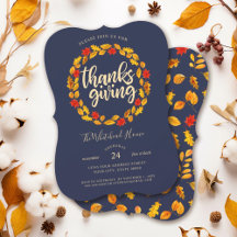 Thanksgiving Navy Höst löv WAN