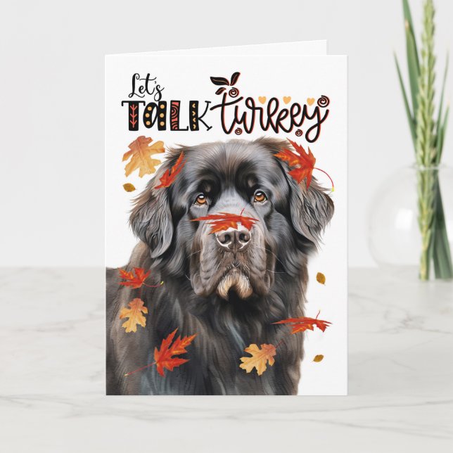 Thanksgiving Newfoundland Hund Låt oss Prata Turki Helgkort (Framsida)