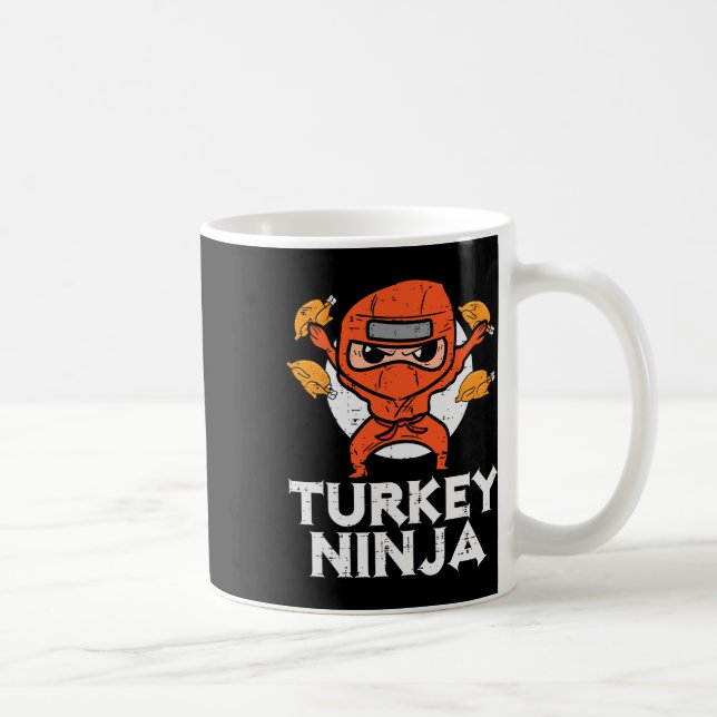 Thanksgiving Ninja Turkey Funny Fall Boys Kids Tod Kaffemugg (Höger)