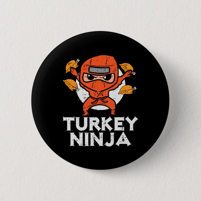 Thanksgiving Ninja Turkey Funny Fall Boys Kids Tod Knapp (Framsida)